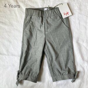 💙2/$25 il Gufo 4 Years Toddler Girl Bow Grey Viscose Trousers Pants